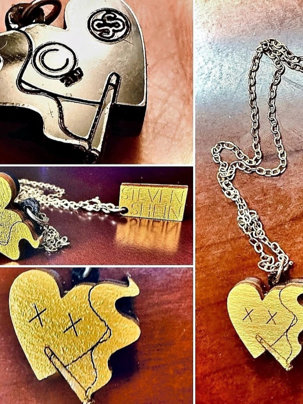 Rare NEIVZ Steven Shein Reversible "Smoking Heart" Mixed Media Necklace 2007
